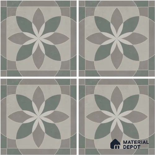 Moroccan Wall & Floor Tile TL 13053 Sage Blossom 8 in x 8 in Vitrified Matte Finish - 8.5 mm | Luster Effect | Suitable for Living Room, Dining, Bathroom & Kitchen