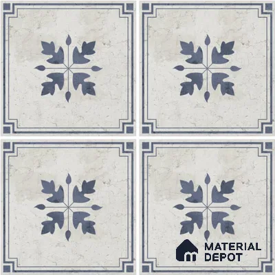 Moroccan Wall & Floor Tile TL 13078 Delft Bloom 8 in x 8 in Vitrified Matte Finish - 8.5 mm | Luster Effect | Suitable for Living Room, Dining, Bathroom & Kitchen
