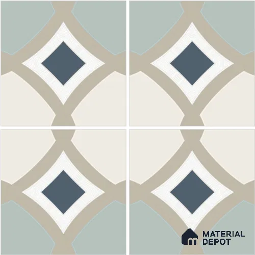 Moroccan Wall & Floor Tile TL 13074 Denim Diamond 8 in x 8 in Vitrified Matte Finish - 8.5 mm | Luster Effect | Suitable for Living Room, Dining, Bathroom & Kitchen