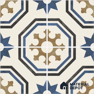 Moroccan Wall & Floor Tile TL 13087 Seafoam Emblem 8 in x 8 in Vitrified Matte Finish - 8.5 mm | Luster Effect | Suitable for Living Room, Dining, Bathroom & Kitchen