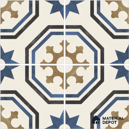 Moroccan Wall & Floor Tile TL 13087 Seafoam Emblem 8 in x 8 in Vitrified Matte Finish - 8.5 mm | Luster Effect | Suitable for Living Room, Dining, Bathroom & Kitchen