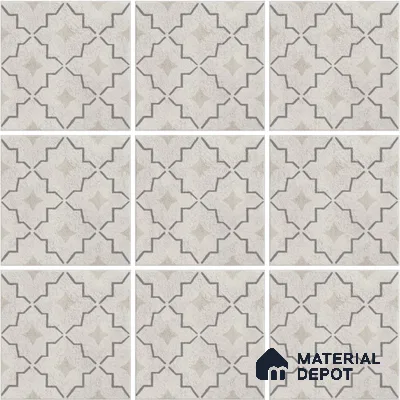 Patterned Wall & Floor Tile TL 13050 B Ivory Trellis 8 in x 8 in Vitrified Matte Finish - 8.5 mm | Luster Effect | Suitable for Living Room, Dining, Bathroom & Kitchen
