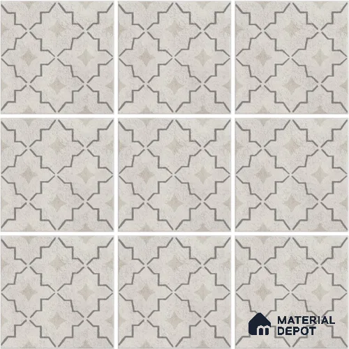 Patterned Wall & Floor Tile TL 13050 B Ivory Trellis 8 in x 8 in Vitrified Matte Finish - 8.5 mm | Luster Effect | Suitable for Living Room, Dining, Bathroom & Kitchen