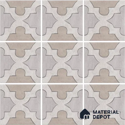 Patterned Wall & Floor Tile TL 13050 Knotwork Sand 8 in x 8 in Vitrified Matte Finish - 8.5 mm | 9 Random Designs | Luster Effect | Suitable for Living Room, Dining, Bathroom & Kitchen