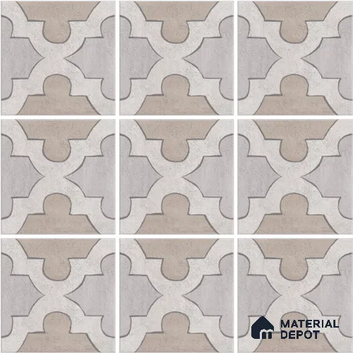 Patterned Wall & Floor Tile TL 13050 Knotwork Sand 8 in x 8 in Vitrified Matte Finish - 8.5 mm | 9 Random Designs | Luster Effect | Suitable for Living Room, Dining, Bathroom & Kitchen