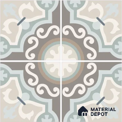 Moroccan Wall & Floor Tile TL 13056 Vintage Medallion 8 in x 8 in Vitrified Matte Finish - 8.5 mm | Luster Effect | Suitable for Living Room, Dining, Bathroom & Kitchen