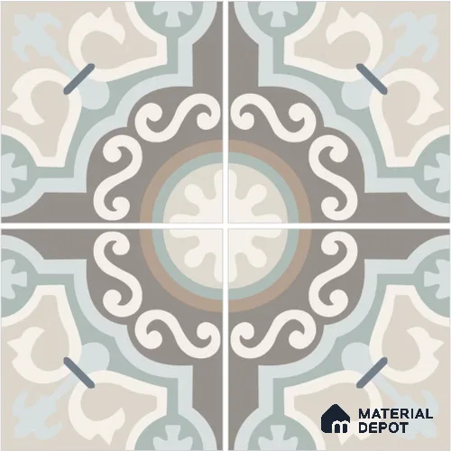 Moroccan Wall & Floor Tile TL 13056 Vintage Medallion 8 in x 8 in Vitrified Matte Finish - 8.5 mm | Luster Effect | Suitable for Living Room, Dining, Bathroom & Kitchen