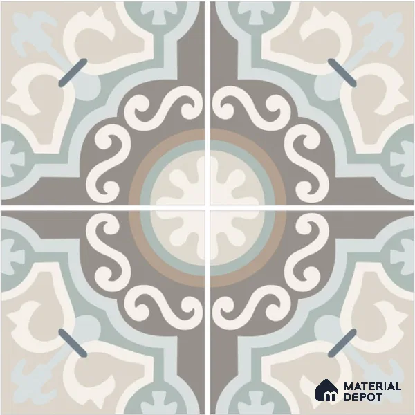 Moroccan Wall & Floor Tile TL 13056 Vintage Medallion 8 in x 8 in Vitrified Matte Finish - 8.5 mm | Luster Effect | Suitable for Living Room, Dining, Bathroom & Kitchen