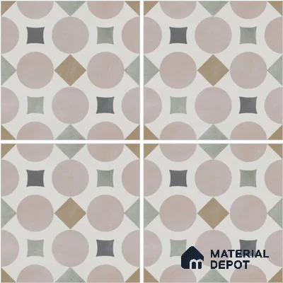 Moroccan Wall & Floor Tile TL 13059 Pastel Compass 8 in x 8 in Vitrified Matte Finish - 8.5 mm | Luster Effect | Suitable for Living Room, Dining, Bathroom & Kitchen
