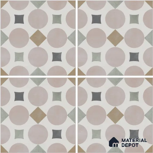 Moroccan Wall & Floor Tile TL 13059 Pastel Compass 8 in x 8 in Vitrified Matte Finish - 8.5 mm | Luster Effect | Suitable for Living Room, Dining, Bathroom & Kitchen
