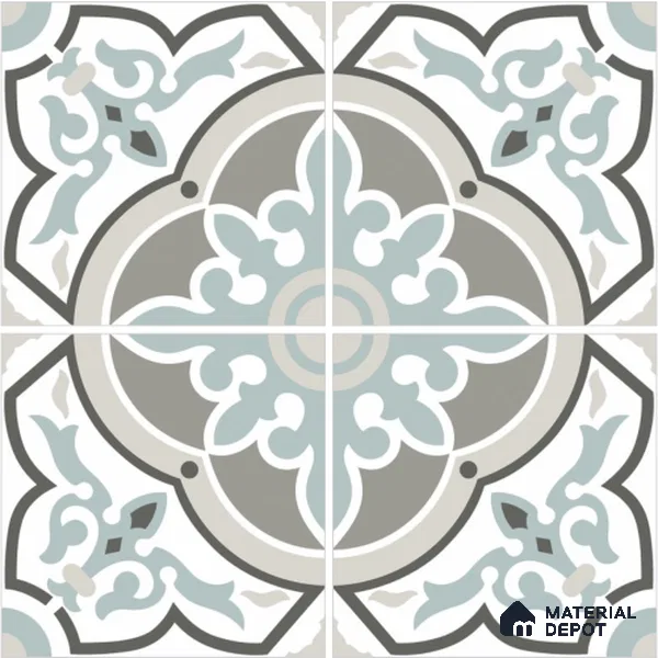 Moroccan Wall & Floor Tile TL 13071 Pastel Crest 8 in x 8 in Vitrified Matte Finish - 8.5 mm | Luster Effect | Suitable for Living Room, Dining, Bathroom & Kitchen