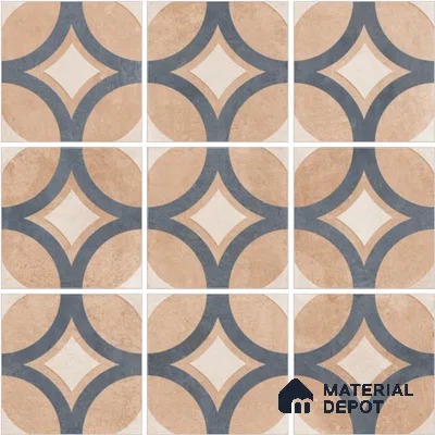 Patterned Wall & Floor Tile TL 13051 Sandstone Orbit 8 in x 8 in Vitrified Matte Finish - 8.5 mm | 9 Random Designs | Luster Effect | Suitable for Living Room, Dining, Bathroom & Kitchen