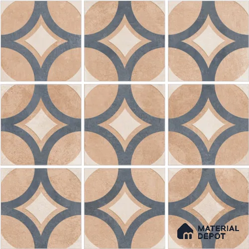 Patterned Wall & Floor Tile TL 13051 Sandstone Orbit 8 in x 8 in Vitrified Matte Finish - 8.5 mm | 9 Random Designs | Luster Effect | Suitable for Living Room, Dining, Bathroom & Kitchen