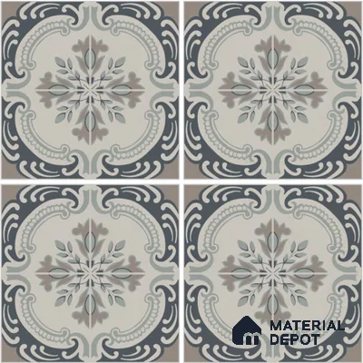 Moroccan Wall & Floor Tile TL 13068 Indigo Crest 8 in x 8 in Vitrified Matte Finish - 8.5 mm | Luster Effect | Suitable for Living Room, Dining, Bathroom & Kitchen