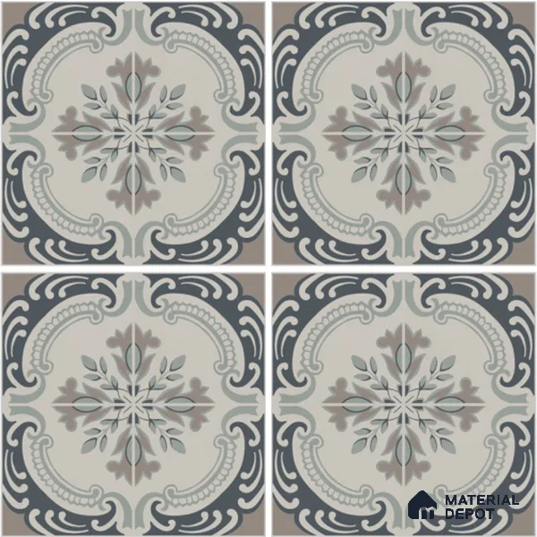 Moroccan Wall & Floor Tile TL 13068 Indigo Crest 8 in x 8 in Vitrified Matte Finish - 8.5 mm | Luster Effect | Suitable for Living Room, Dining, Bathroom & Kitchen