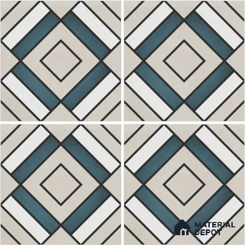 Moroccan Wall & Floor Tile TL 13060 Indigo Lattice 8 in x 8 in Vitrified Matte Finish - 8.5 mm | Luster Effect | Suitable for Living Room, Dining, Bathroom & Kitchen