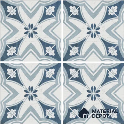 Moroccan Wall & Floor Tile TL 13072 Cobalt Star 8 in x 8 in Vitrified Matte Finish - 8.5 mm | Luster Effect | Suitable for Living Room, Dining, Bathroom & Kitchen