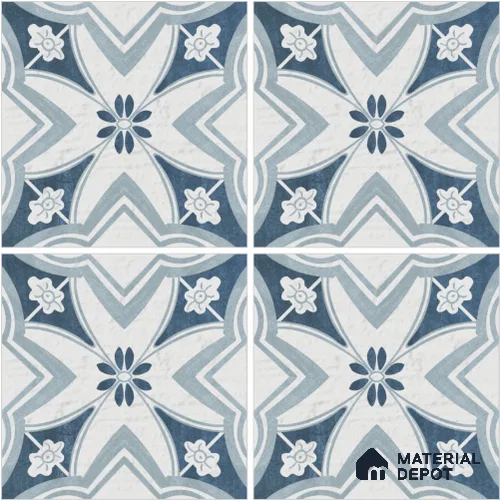 Moroccan Wall & Floor Tile TL 13072 Cobalt Star 8 in x 8 in Vitrified Matte Finish - 8.5 mm | Luster Effect | Suitable for Living Room, Dining, Bathroom & Kitchen