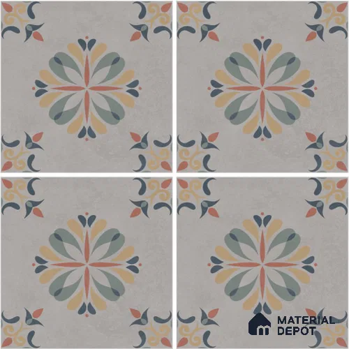 Moroccan Wall & Floor Tile TL 13090 Forest Rosette 8 in x 8 in Vitrified Matte Finish - 8.5 mm | Luster Effect | Suitable for Living Room, Dining, Bathroom & Kitchen
