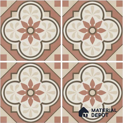 Moroccan Wall & Floor Tile TL 13058 Terracotta Quatrefoil 8 in x 8 in Vitrified Matte Finish - 8.5 mm | Luster Effect | Suitable for Living Room, Dining, Bathroom & Kitchen
