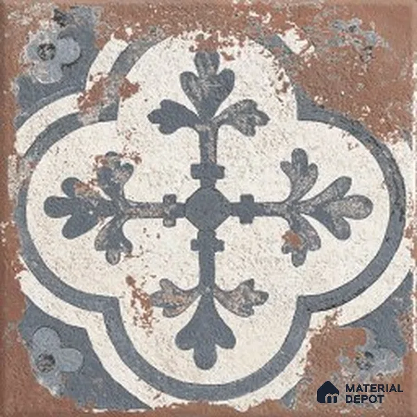 Plain Wall & Floor Tile TL 13100 Rust Clay 8 in x 8 in Vitrified Matte Finish - 8.5 mm | 20 Random Designs | Suitable for Living Room, Dining, Bathroom & Kitchen