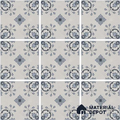 Patterned Wall & Floor Tile TL 13091 Silver Compass 8 in x 8 in Vitrified Matte Finish - 8.5 mm | Luster Effect | Suitable for Living Room, Dining, Bathroom & Kitchen