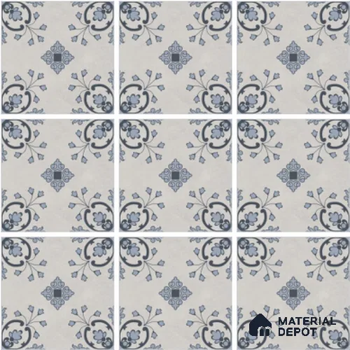 Patterned Wall & Floor Tile TL 13091 Silver Compass 8 in x 8 in Vitrified Matte Finish - 8.5 mm | Luster Effect | Suitable for Living Room, Dining, Bathroom & Kitchen