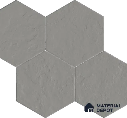 Hexagonal Floor Tile TL 13030 C Silver Ridge 8.7 in x 10 in Vitrified Punch Finish - 10 mm | 4 Random Designs | Suitable for Parking, Terrace, Balcony, Patio & Courtyard