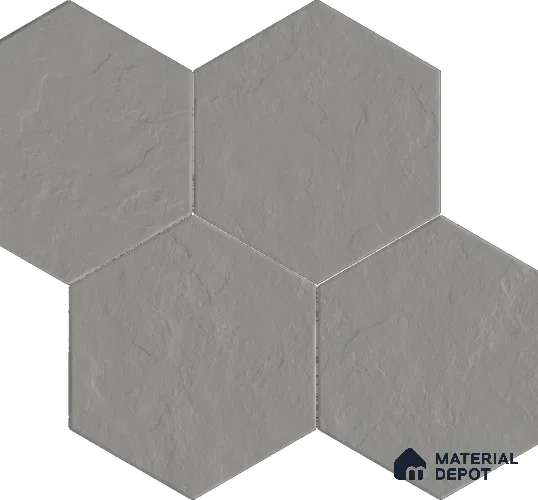 Hexagonal Floor Tile TL 13030 C Silver Ridge 8.7 in x 10 in Vitrified Punch Finish - 10 mm | 4 Random Designs | Suitable for Parking, Terrace, Balcony, Patio & Courtyard