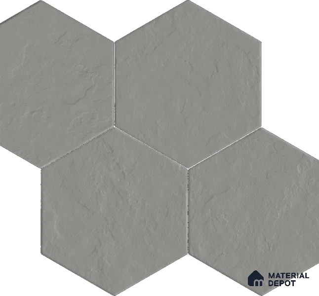 Hexagonal Floor Tile TL 13030 C Silver Ridge 8.7 in x 10 in Vitrified Punch Finish - 10 mm | 4 Random Designs | Suitable for Parking, Terrace, Balcony, Patio & Courtyard