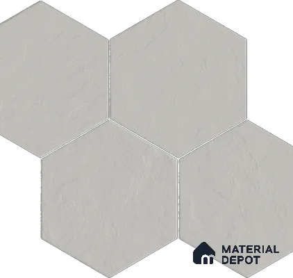 Hexagonal Floor Tile TL 13030 B Pearl Ridge 8.7 in x 10 in Vitrified Punch Finish - 10 mm | 4 Random Designs | Suitable for Parking, Terrace, Balcony, Patio & Courtyard