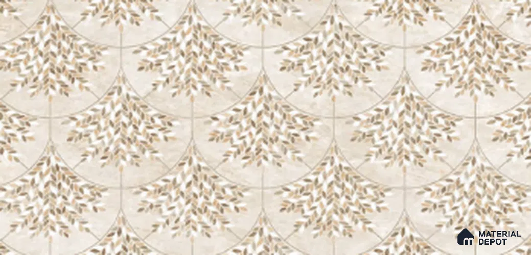 Floral Look Wall Tile TL 10936 Taj Mahal Decore 4 ft x 2 ft Carving Matte Finish Vitrified Tile - 9 mm | Suitable for Bathroom, Accent/Feature Wall, Dining Area