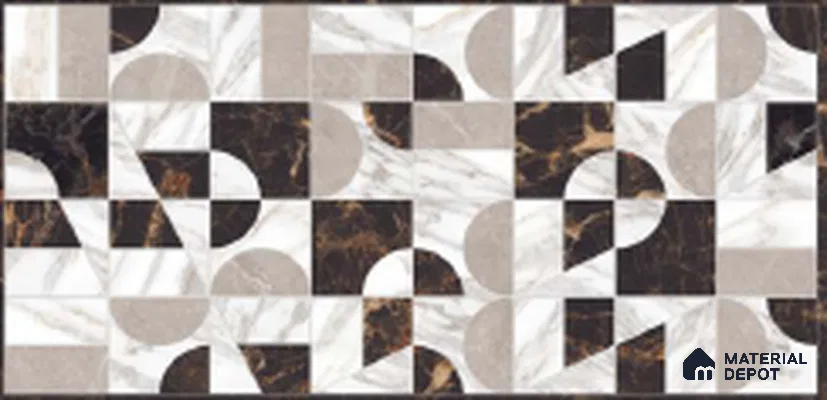 Patterned Wall Tile TL 09216 Alicia Brown Decore 4 ft x 2 ft Glamour Finish Vitrified Tile - 9 mm | 1 Random Design | Suitable For Living Room, Bedroom, Dining Area