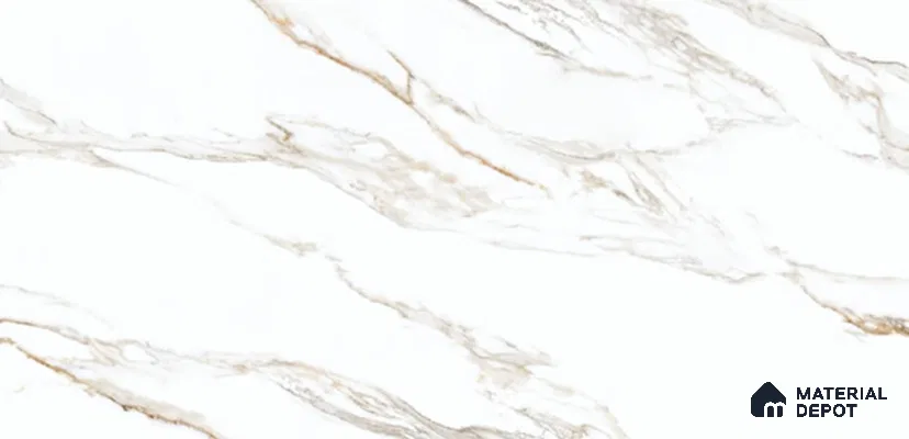 Marble Look Wall & Floor TL 11002 Opulent Statuario 4 ft x 2 ft Textura Vitrified Tile - 9 mm | 6 Random Design | Suitable For Living Room, Bedroom, Kitchen, Office & Dining