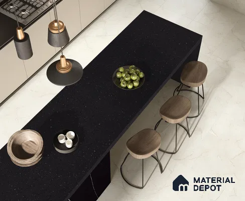 Terrazzo Look  Tile TL 11894 C Oro Nero Matte 8 ft x 3.7 ft Matte Fullbody Vitrified Tile - 15 mm |
