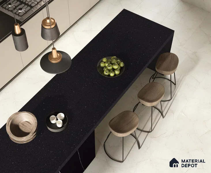 Terrazzo Look  Tile TL 11894 C Oro Nero Matte 8 ft x 3.7 ft Matte Fullbody Vitrified Tile - 15 mm |