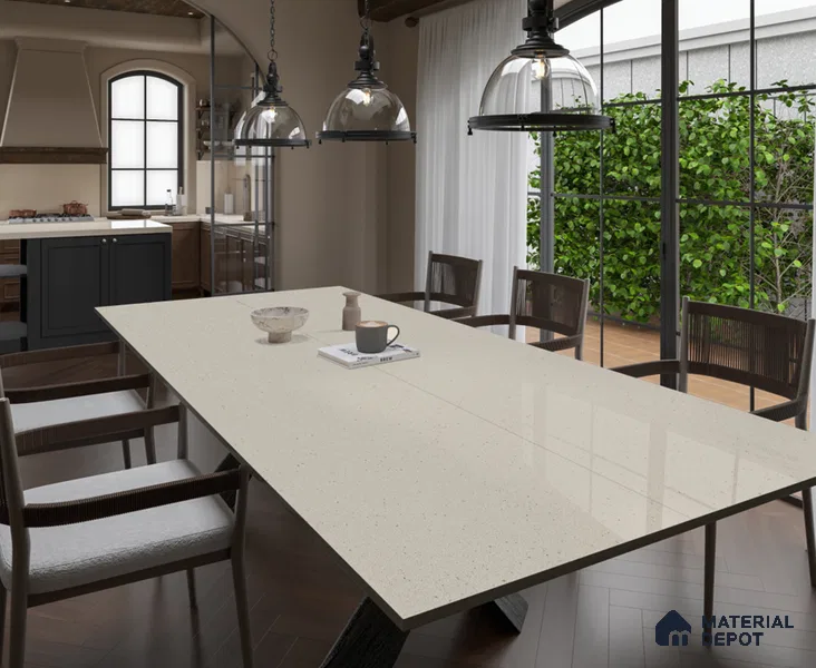 Terrazzo Look  Tile TL 11894 F Oro Crema Glossy 8 ft x 3.7 ft Glossy Fullbody Vitrified Tile - 15 mm |