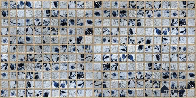 Mosaic Look Wall Tile TL 06628 Huapai Blue 4 ft x 2 ft Vitrified Matte Finish - 9 mm | (Random 1) | Suitable for Living Room, Bedroom, Bathroom, Kitchen, Office, Elevation & Dining