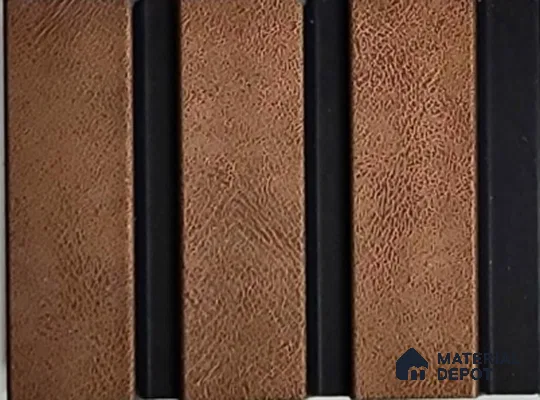 Brown Leather Louver PN 02171 8 ft x 4.9 inch Charcoal Panel - 12 mm | Suitable for Feature Wall, TV Unit & Living Room | Width is Subjected to 5% Variation
