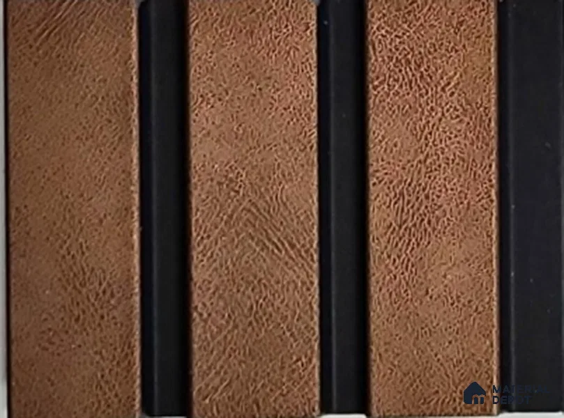 Brown Leather Louver PN 02171 8 ft x 4.9 inch Charcoal Panel - 12 mm | Suitable for Feature Wall, TV Unit & Living Room | Width is Subjected to 5% Variation