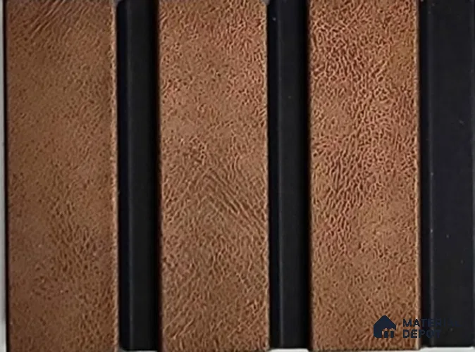 Brown Leather Louver PN 02171 8 ft x 4.9 inch Charcoal Panel - 12 mm | Suitable for Feature Wall, TV Unit & Living Room | Width is Subjected to 5% Variation