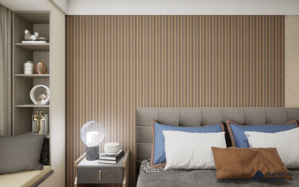Wenge Wooden Louver SA 1003 8 ft x 4.9 inch Charcoal Panel -  mm | Suitable for Feature Wall, TV Unit & Living Room | Width is Subjected to 5% Variation