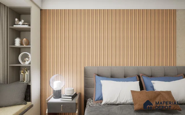 Beige Wooden Louver SA 1004 8 ft x 4.9 inch Charcoal Panel -  mm | Suitable for Feature Wall, TV Unit & Living Room | Width is Subjected to 5% Variation