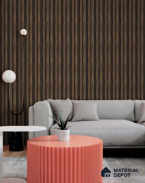 Wenge Marble Louver SA 1007 8 ft x 4.9 inch Charcoal Panel -  mm | Suitable for Feature Wall, TV Unit & Living Room | Width is Subjected to 5% Variation