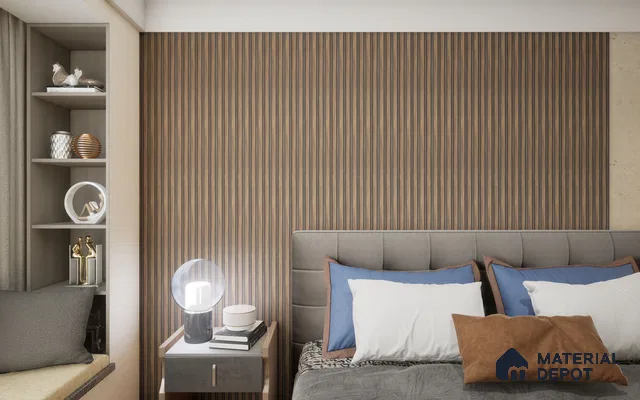 Wenge Marble Louver SA 1007 8 ft x 4.9 inch Charcoal Panel -  mm | Suitable for Feature Wall, TV Unit & Living Room | Width is Subjected to 5% Variation