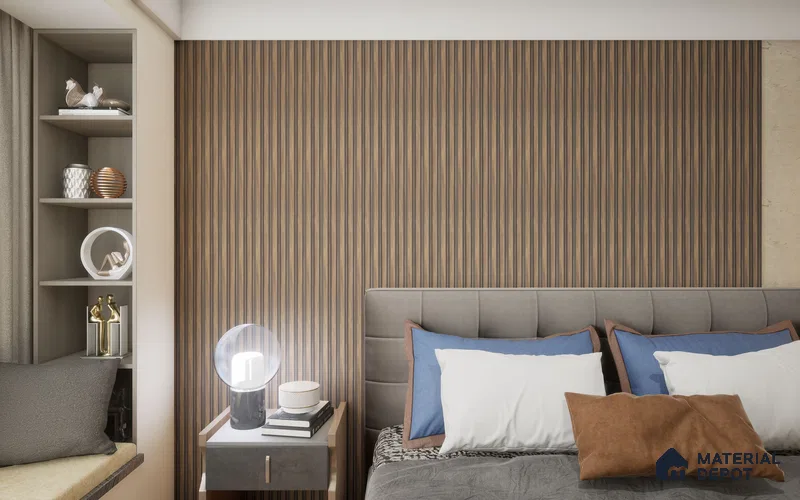 Wenge Marble Louver SA 1007 8 ft x 4.9 inch Charcoal Panel -  mm | Suitable for Feature Wall, TV Unit & Living Room | Width is Subjected to 5% Variation