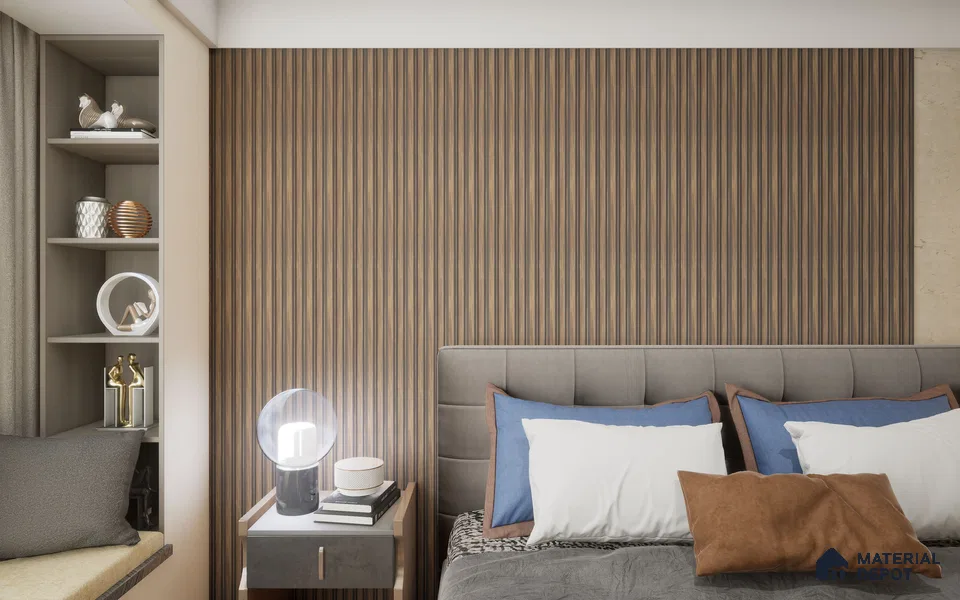 Wenge Marble Louver SA 1007 8 ft x 4.9 inch Charcoal Panel -  mm | Suitable for Feature Wall, TV Unit & Living Room | Width is Subjected to 5% Variation