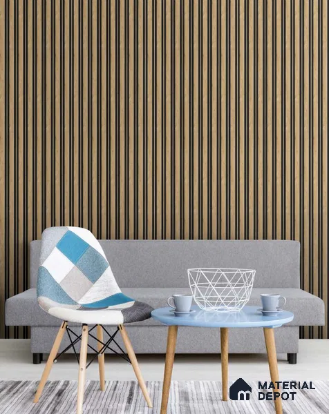 Beige Wooden Louver SA 1013 8 ft x 4.9 inch Charcoal Panel - mm | Suitable for Feature Wall, TV Unit & Living Room | Width is Subjected to 5% Variation
