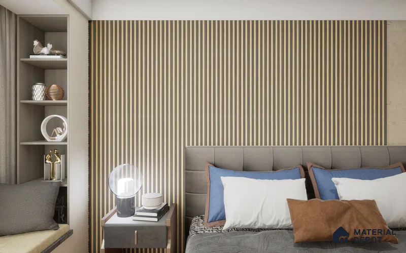 Beige Wooden Louver SA 1013 8 ft x 4.9 inch Charcoal Panel -  mm | Suitable for Feature Wall, TV Unit & Living Room | Width is Subjected to 5% Variation