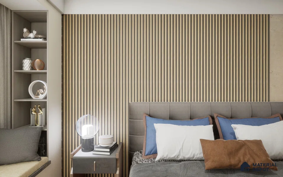 Beige Wooden Louver SA 1013 8 ft x 4.9 inch Charcoal Panel - mm | Suitable for Feature Wall, TV Unit & Living Room | Width is Subjected to 5% Variation